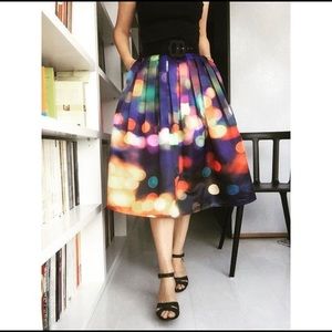 Chicwish stunning blue and multi colour midi skirt